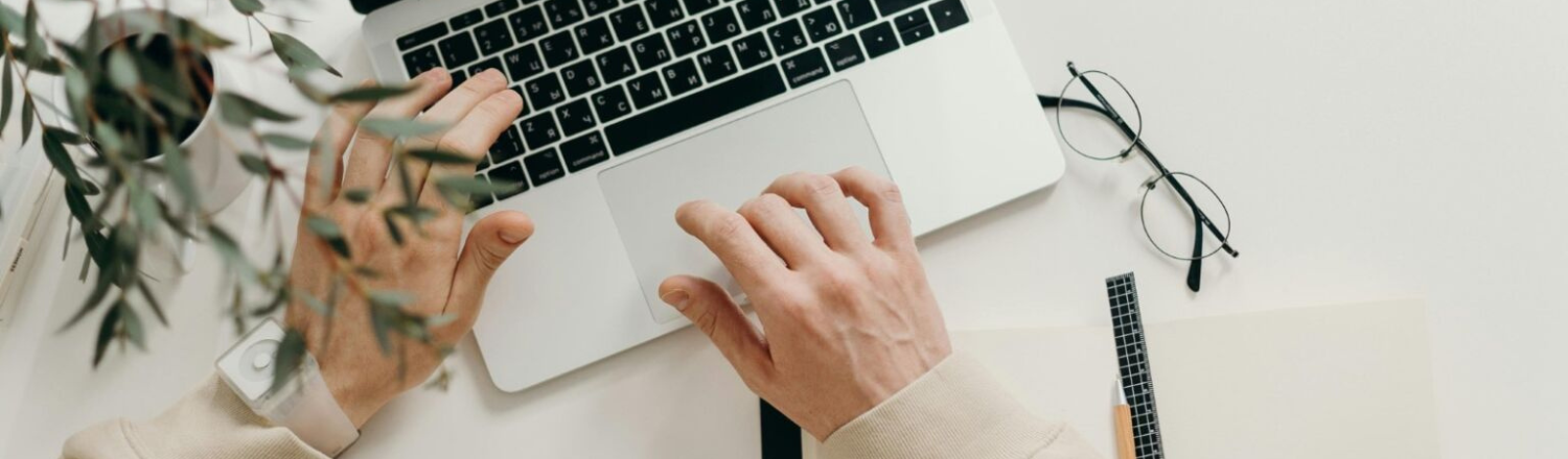 laptop and hands
